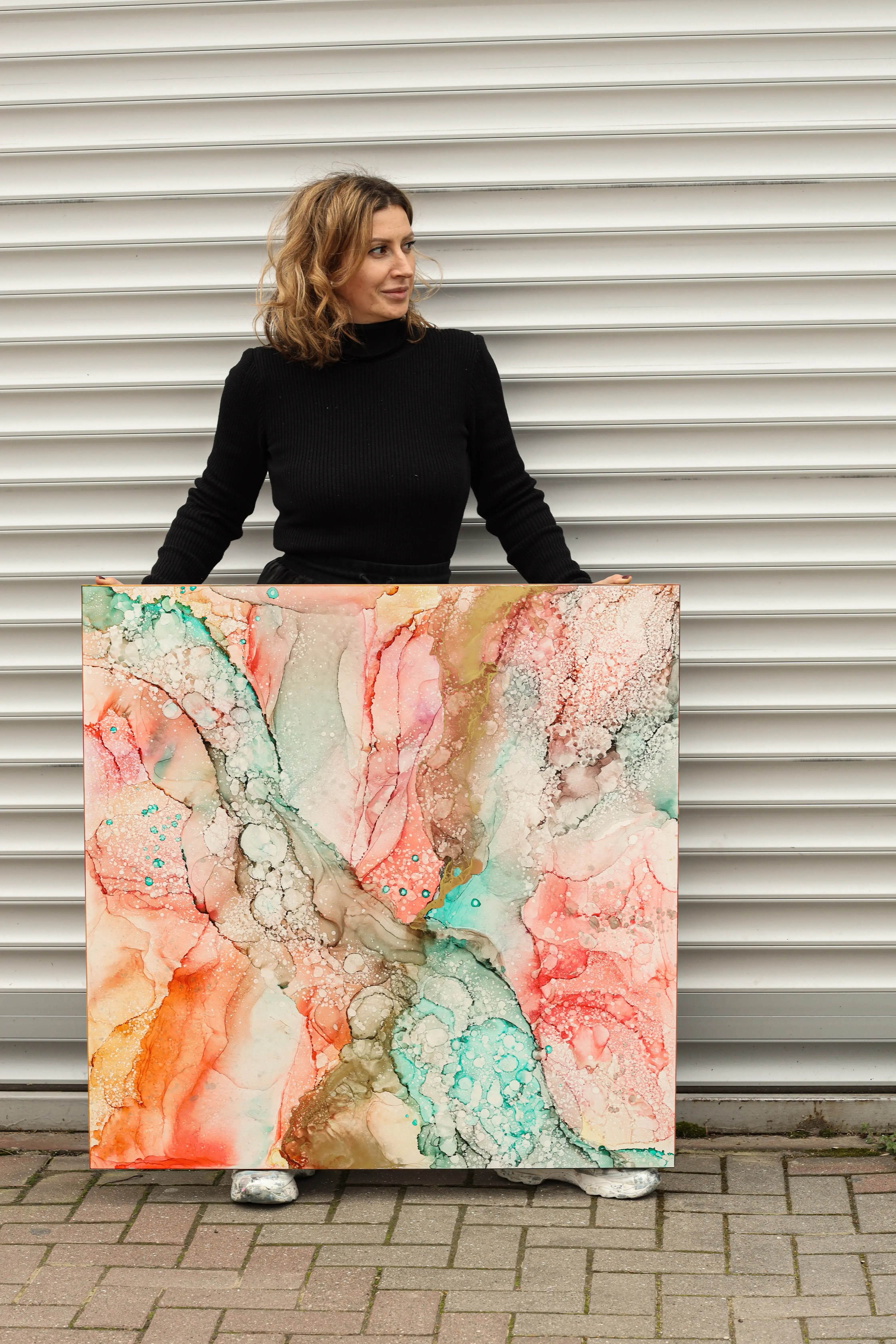 Interior designer and artist Aleksandra Chernaia working on Allcherryart’s project