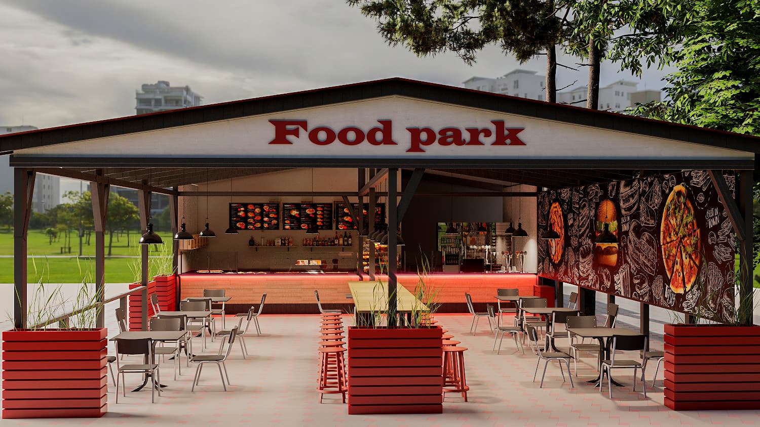 Outdoor café commercial outdoor seating design